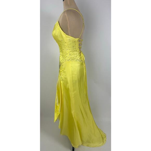 Vintage Y2K NIght Moves Size 8 Canary Yellow Prom Dress Formal Gown 2000s - Picture 10 of 16